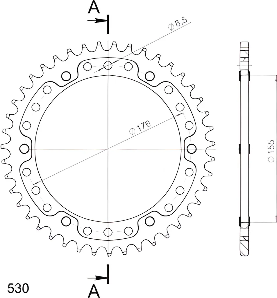 Couronne Bleue 43 Dents 530 Supersprox Stealth RST-2011 Ultra Résistante