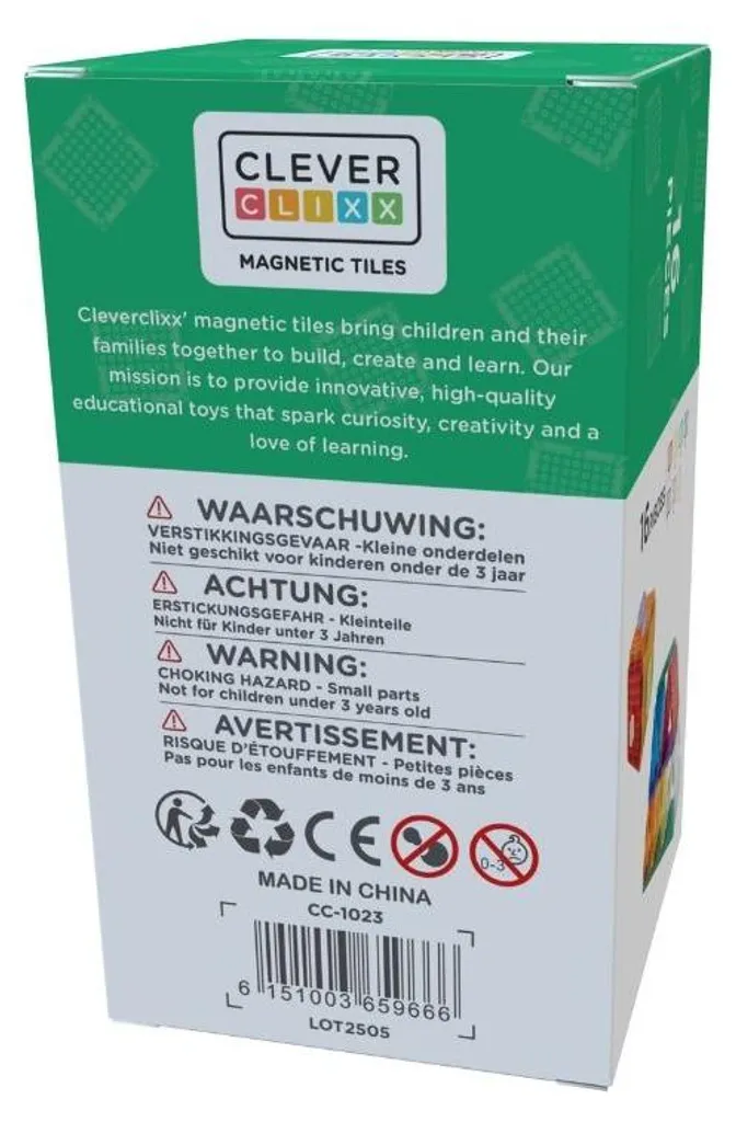 Cleverclixx Brick Tiles Set de Construction Magnétique 16 Pièces