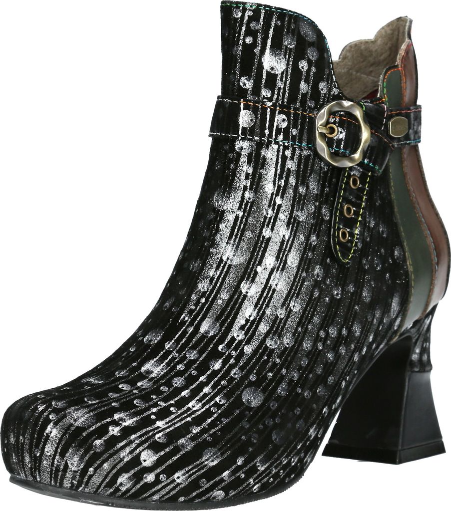 Laura Vita Damen Stiefelette Leder Zierschnalle Seifenblasen Muster Magalieo 20, Größe:38 EU, Farbe:Silber