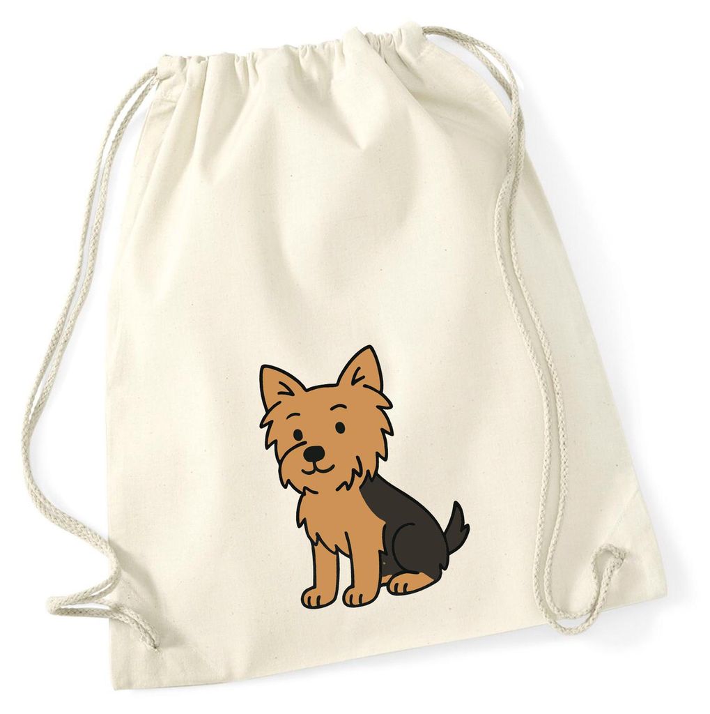 Huuraa Turnbeutel Yorkshire Terrier Yorkie Comic 12 Liter Natural Baumwolle Rucksack Geschenkidee