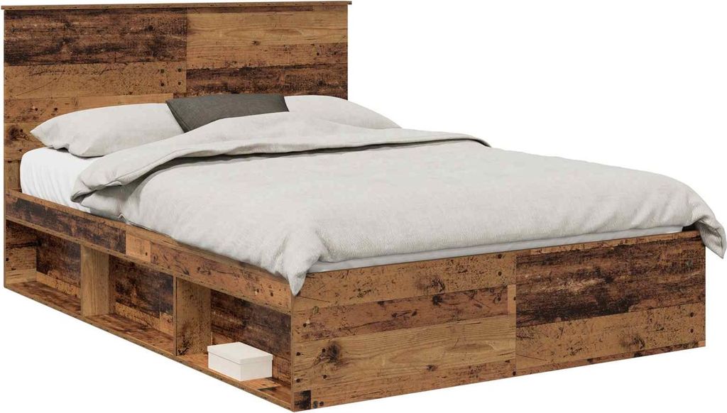 vidaXL Bettrahmen Altholz 150 x 200 cm Massives Kiefernholz