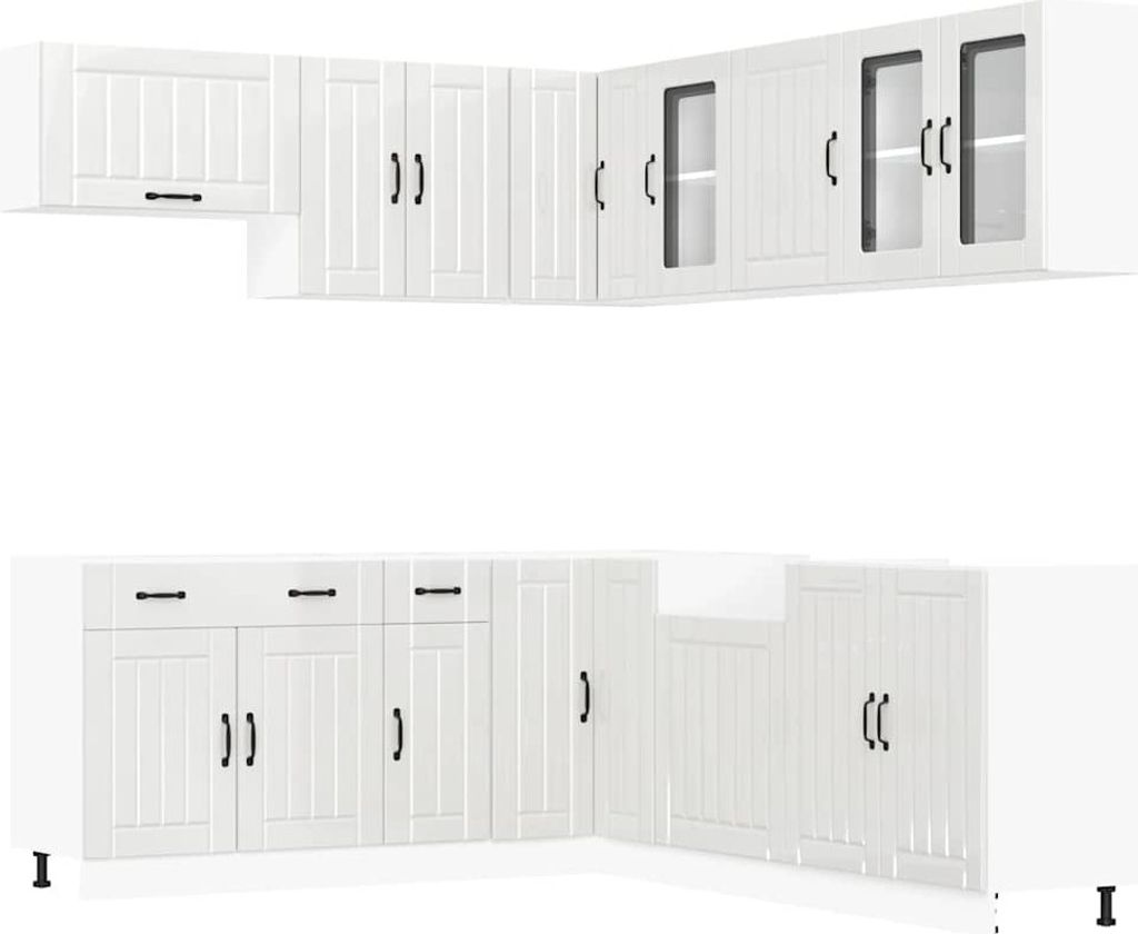 11-tlg. Küchenschrank-Set Lucca Hochglanz-Weiß Holzwerkstoff
