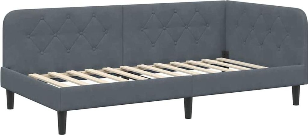 vidaXL Eckbettgestell Dunkelgrau 90 x 190 cm Samt