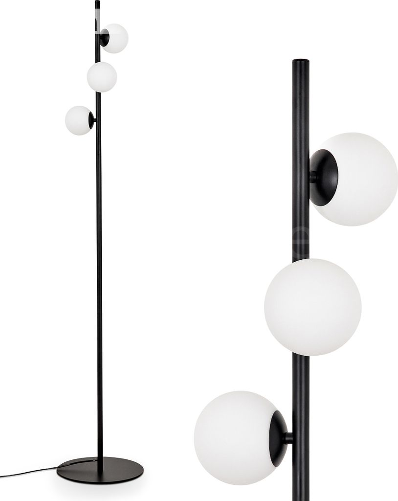 Garaguso Stehlampe aus Metall/Glas in Schwarz/Weiß