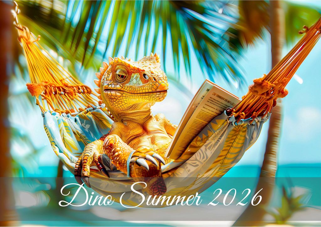 raxxa Premium-Monatskalender Dino Summer 2026 DIN-A4 quer