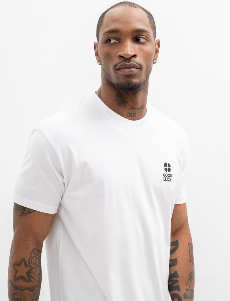 Herren GOOD LUCK Clover Kurzarm T-Shirt weiß L