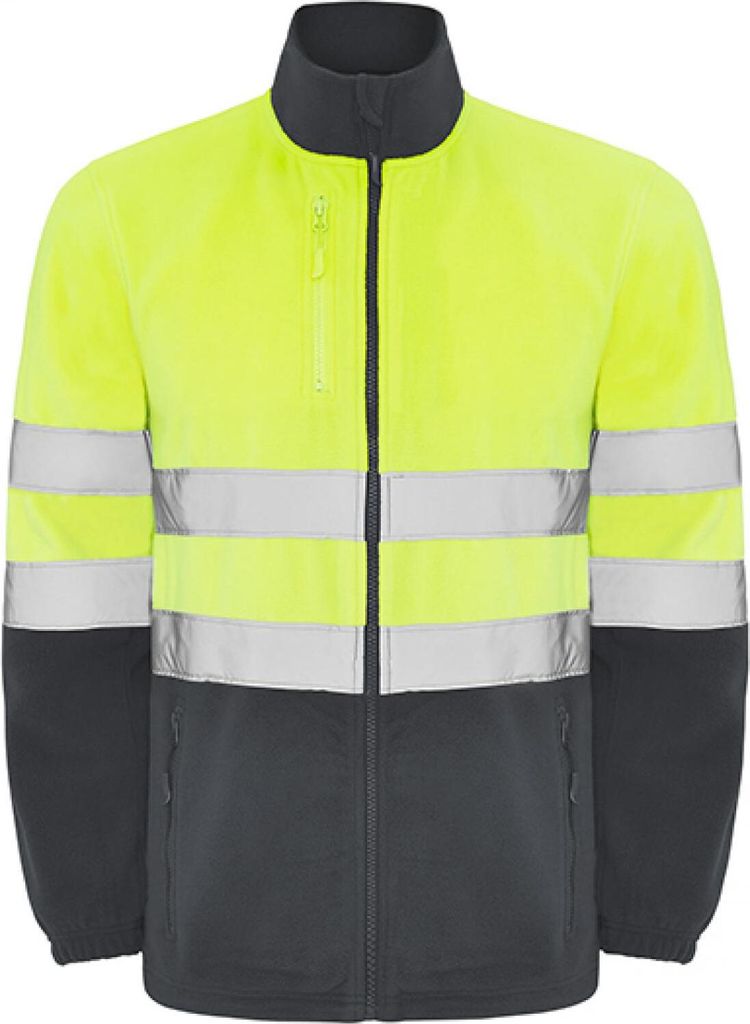 Roly Workwear HV9305 | Altair Hi-Viz Fleece Jacke mit Reflektionsstreifen - Farbe: Lead 23/Fluor Yellow 221 - Größe: S