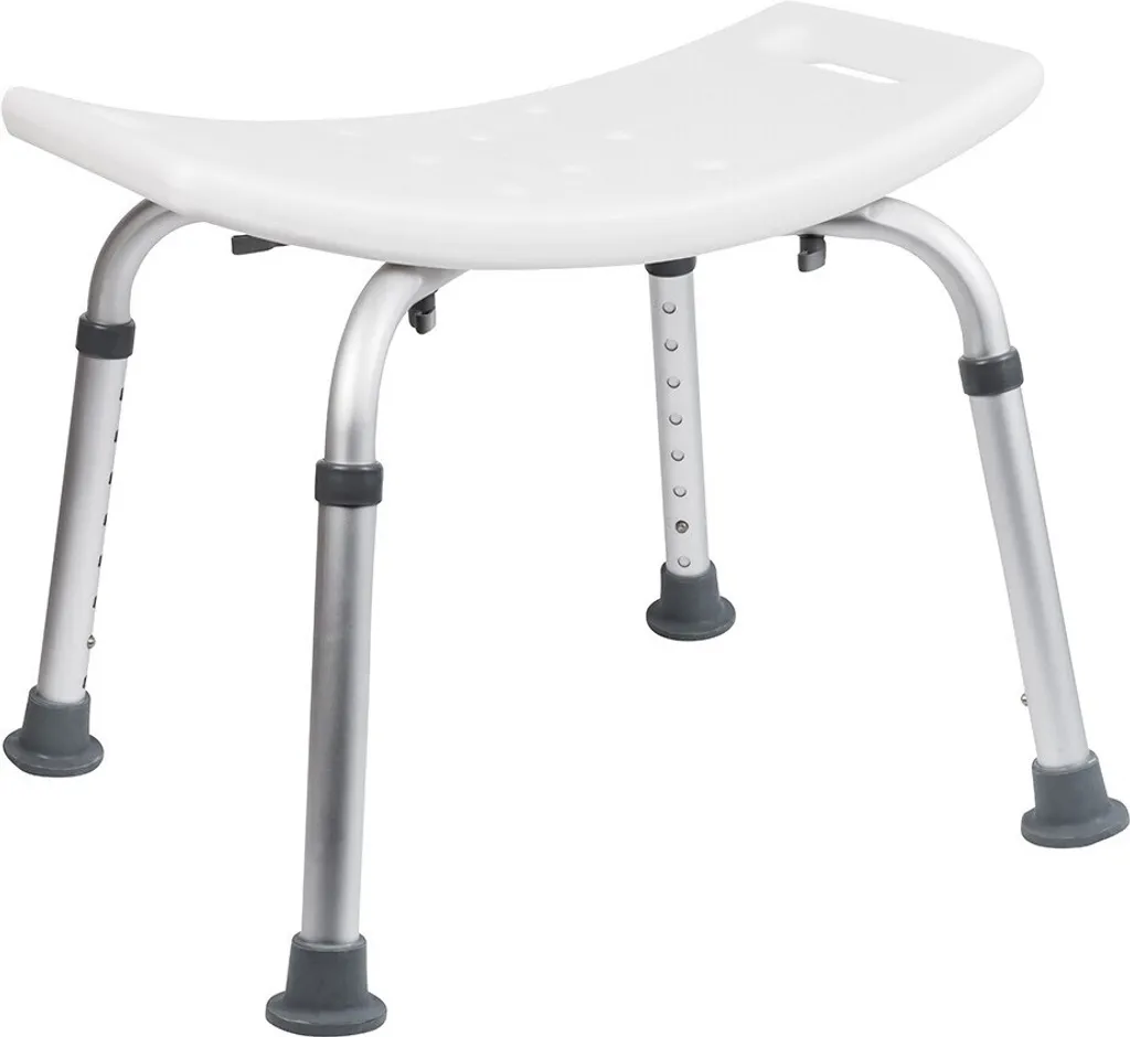 Tabouret de douche blanc réglable 385-560 mm pour seniors et PMR