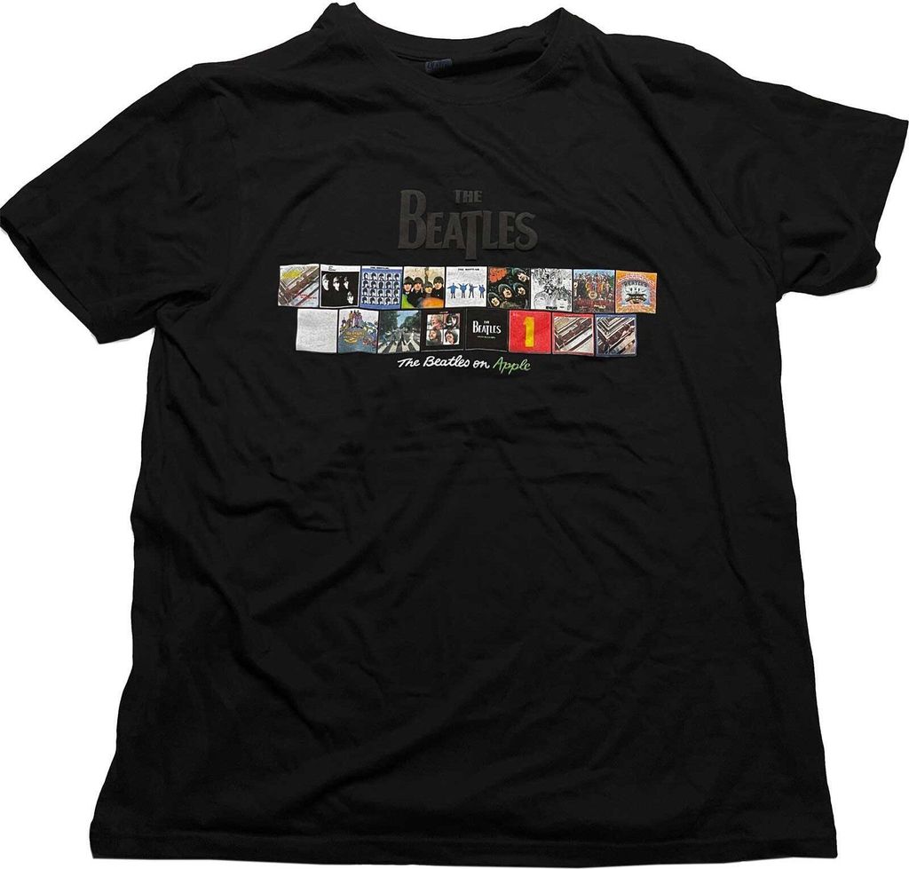 The Beatles - "Albums on Apple" T-Shirt für Herren/Damen Uni RO4661 (XXL) (Schwarz)