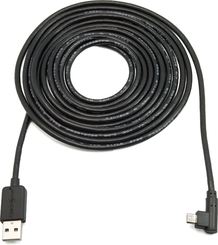 Energmix 3m Micro USB Kabel 90 Grad gewinkelt (Winkelstecker) Schwarz
