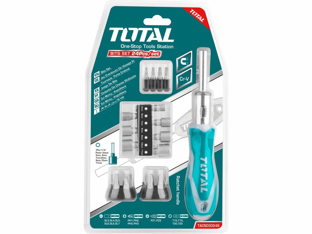 Ratschenschraubendreher Total TACSD30246 Ratschenschraubendreher mit Spitzen, 24-tlg.