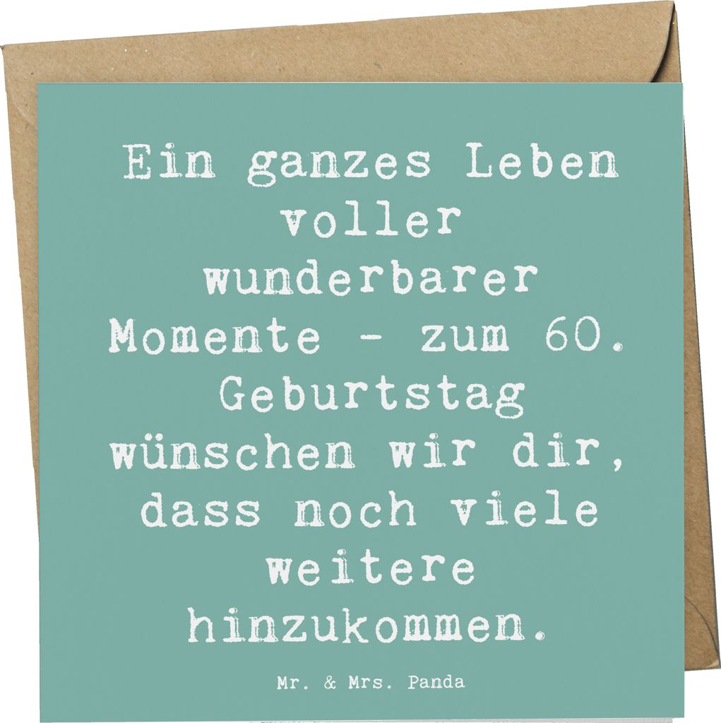 Mr. & Mrs. Panda Grußkarte Spruch 60. Geburtstag Momente - Meeresbrise - Geschenk, unvergesslich, anlasskarte, faltkarte, Geschenke für, Klappkar...
