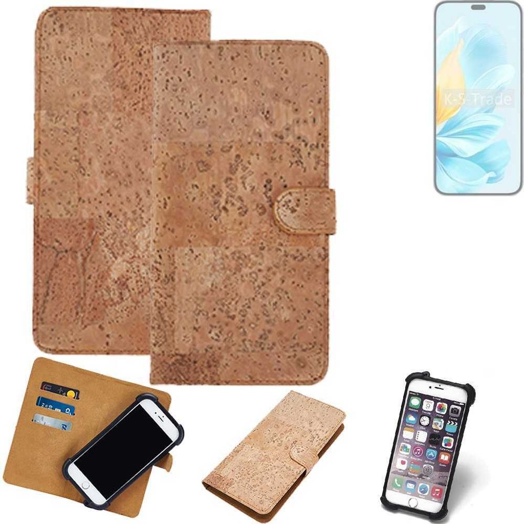 K-S-Trade Hülle kompatibel mit Honor 200 Lite Kork Handyhülle Cover Schutzhülle TPU Case Bumper in Hellbraun, (1x)
