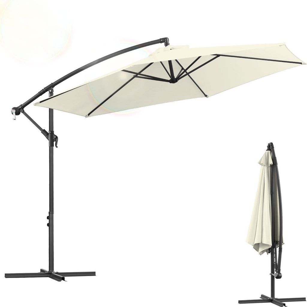 Faziango Sonnenschirm 3m Creme – Großer Terrassenschirm für Garten, Balkon & entspannte Sommertage