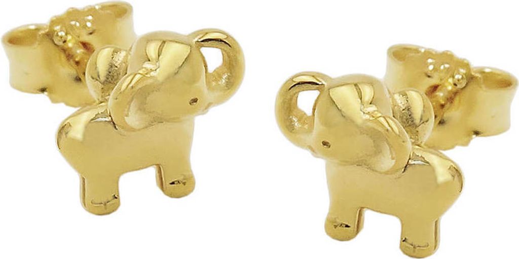 Paar Ohrstecker kleine Elefanten 6x7mm aus 9Kt 375 Gold Gelbgold glänzend
