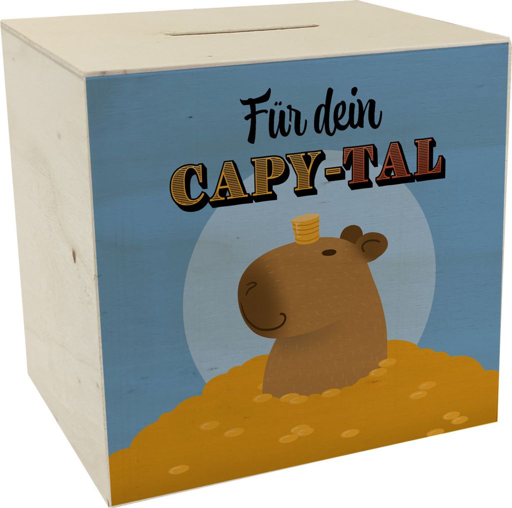 Für dein Capy-tal Spardose aus Holz mit süßem Capybara