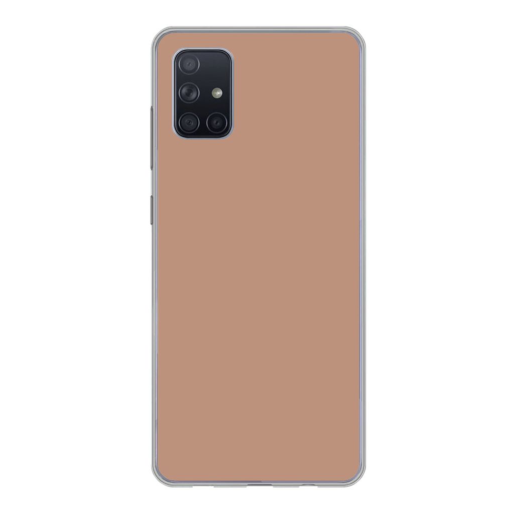 MuchoWow Handyhülle Schutzhülle Hülle für Samsung Galaxy A71 Beige - Farbe - Rosa Silikon Softcase Handy Hülle - Kartenbesitzer