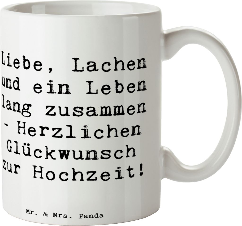 Mr. & Mrs. Panda Bedruckte Tasse Spruch Hochzeit Liebe Lachen - Weiß - Geschenk, Heirat, Ehe, Brautpaar, Heiraten, Becher, Pott, Henkeltasse, Deko...