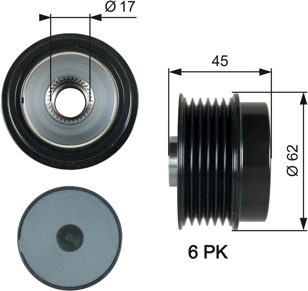 Poulie alternateur i40 Veloster anti-vibration GATES 373202B000