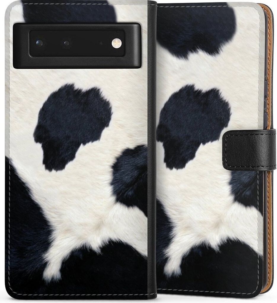 DeinDesign Klapphülle für Google Pixel 6 Handytasche Lederhülle Tasche Animal-Look Animalprint Kuhfell