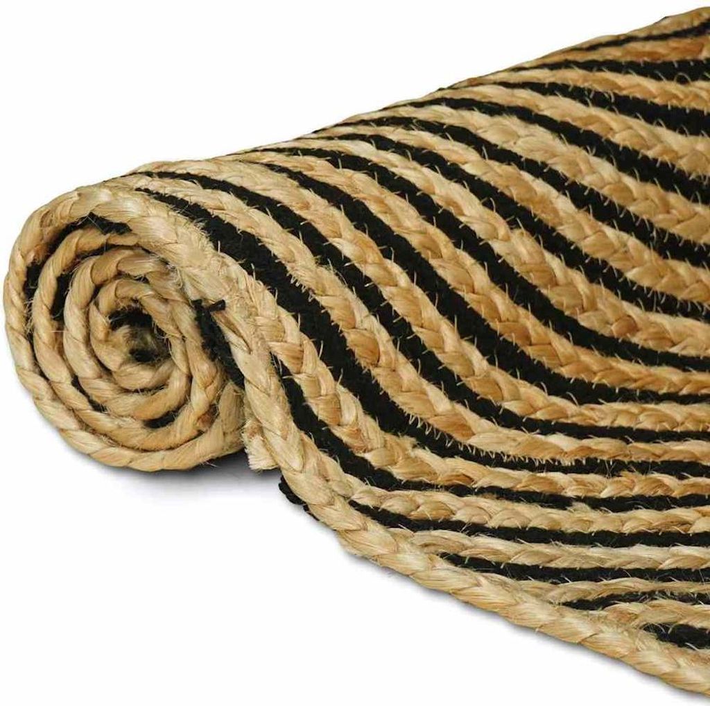 Eleganter Möbel Teppich Natürlich und Schwarz 200 x 200cm Jute - CJG944078 - Designerteppiche