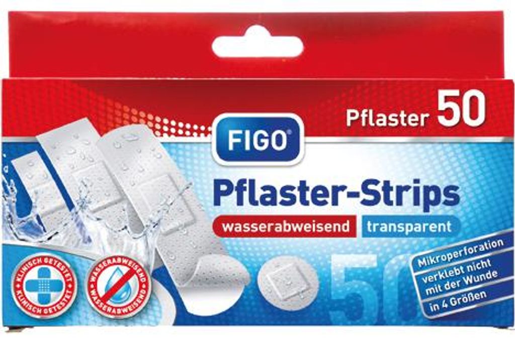 FIGO Wundverband Strips 50er wasserfest & transparent. Produktbild 