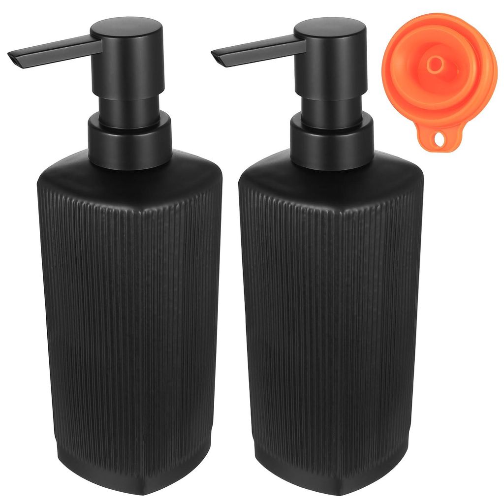 2-teiliges schwarzes Seifenspender-Set, 350 ml/12 oz Seifen- und Waschmittelspender, Seifenspender aus Glas mit Pumpe für Badezimmer, Küche oder ...