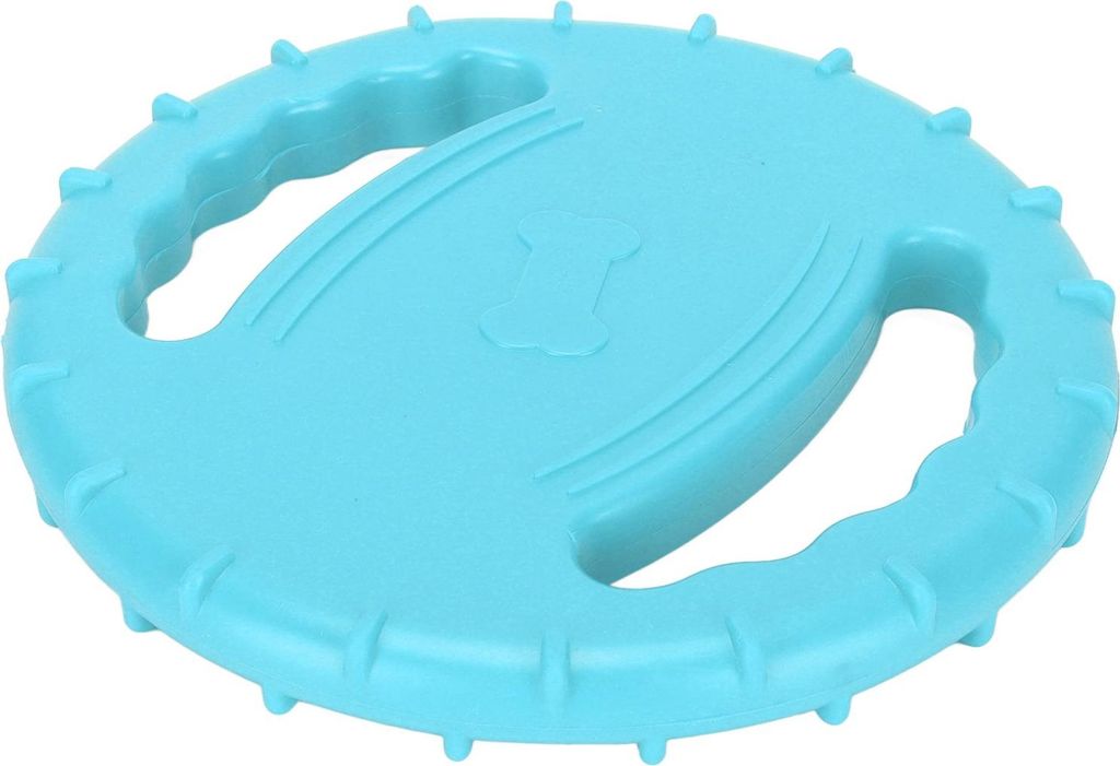 Hund Flying Disc Spielzeug Flexible TPR Squeaky Stress Relief 2 Seiten Hollow Design Haustier Training Flying Disc für große Hunde Sky Blue