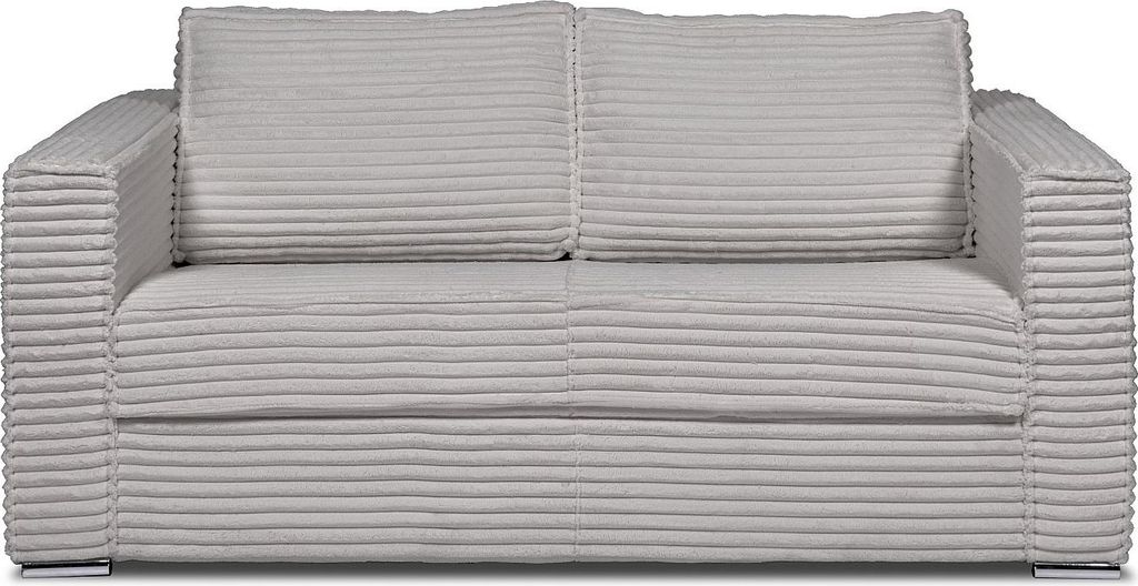 Express 3-Sitzer Schlafsofa aus hellgrauem, breit gestreiftem Cord - Schlafbereich 140 cm - Matratze 14 cm - LORETO