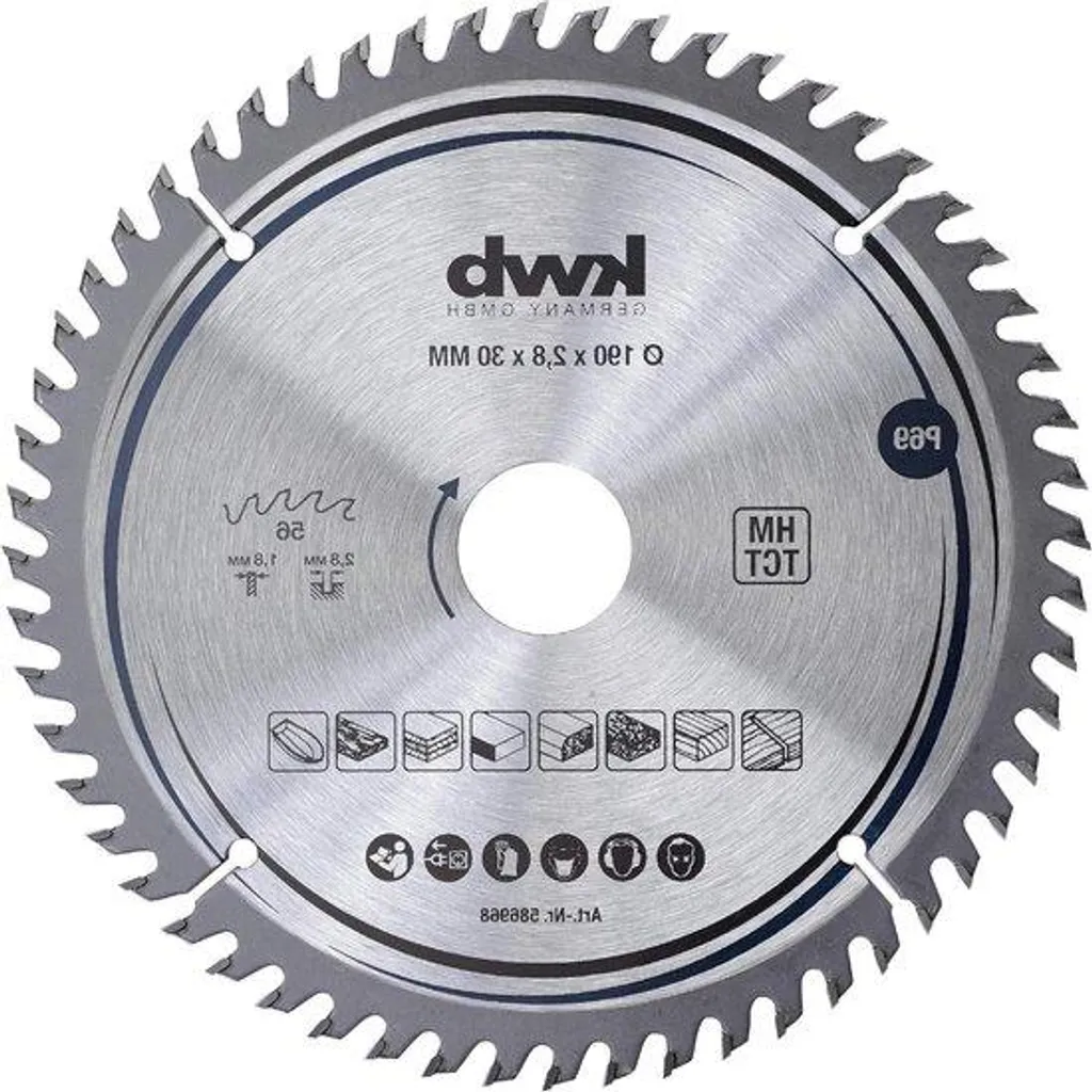 Lame de scie 190x30mm anti-vibrations pour bois dur sans trace de brûlure