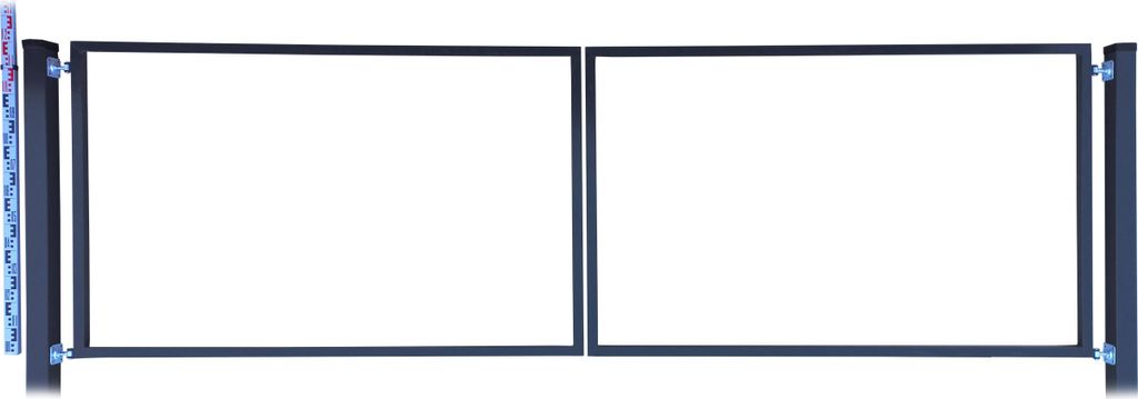 Doppelflügeltor -Rahmen für Latten und Paneele 120 cm Graphit RAL7016 + PFOSTEN | Latten zweiflügelige Toranlage Einfahrtstor Doppelstabmatten