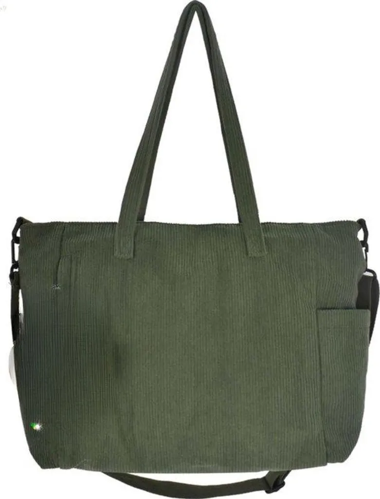 Sac à bandoulière en velours côtelé vert rétro avec zip et poche