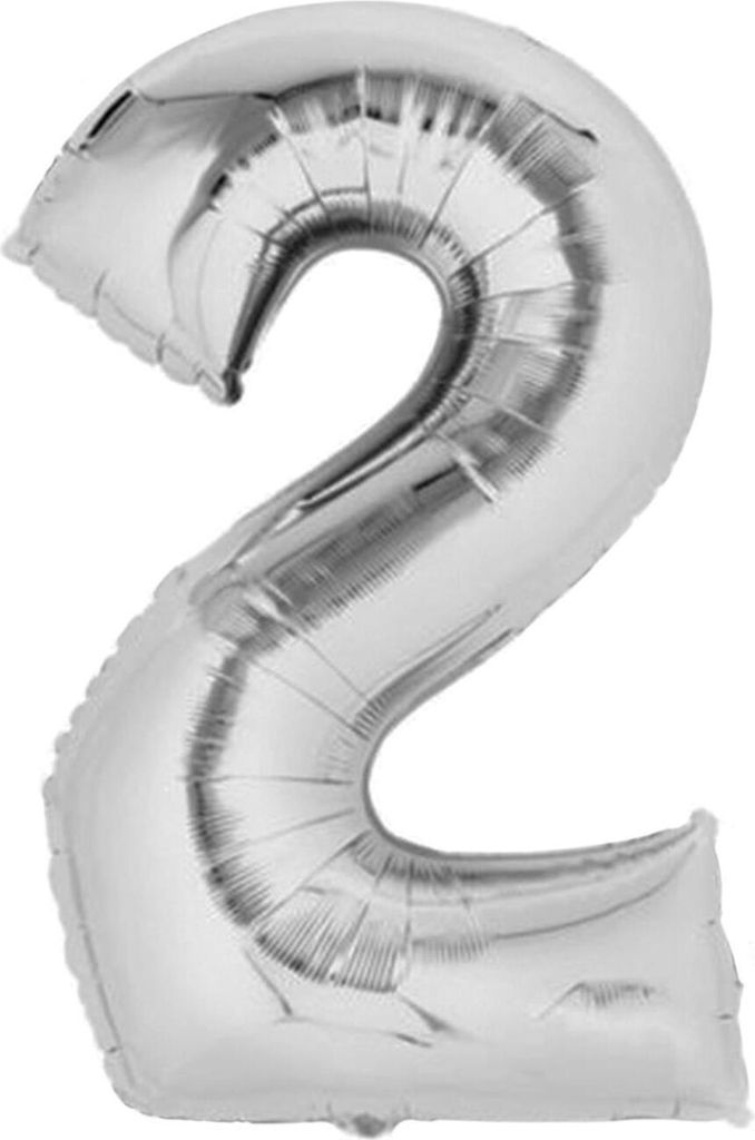 Ballon en plastique chiffre 2, env. 80 cm, argenté, à Image du produit 
