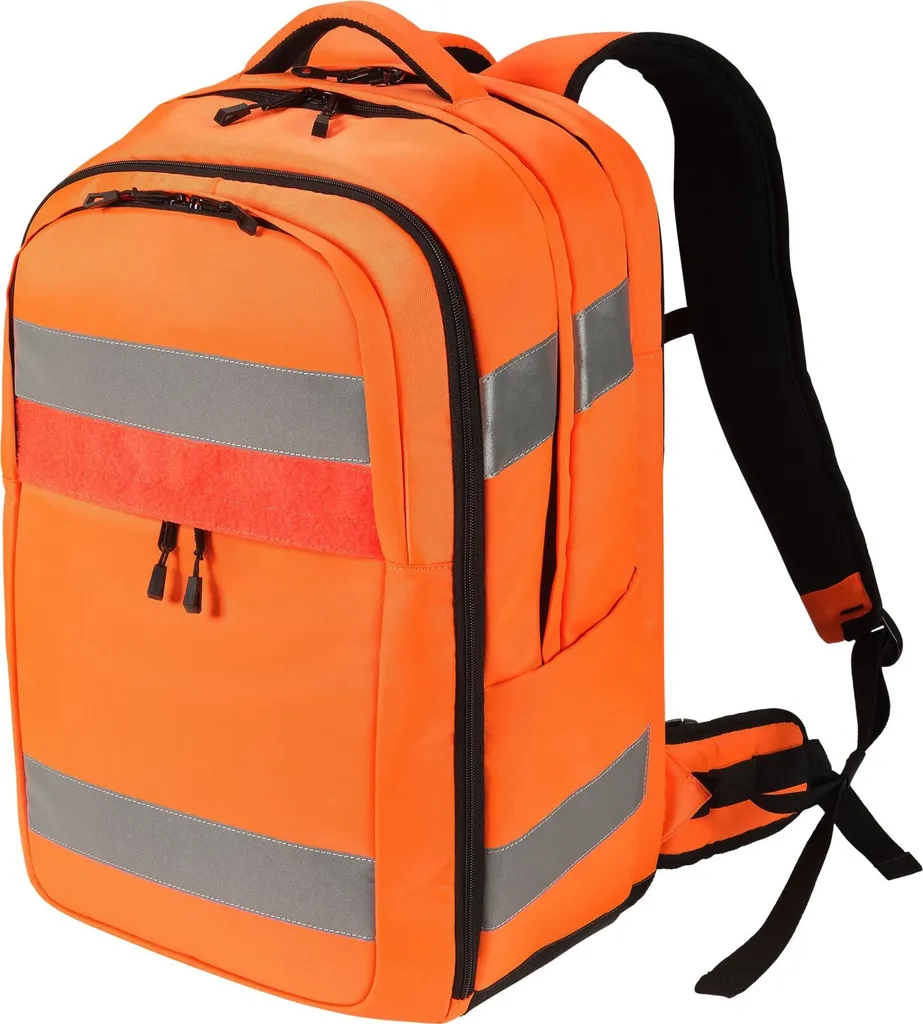 Sac à dos transport PC 17 pouces orange haute visibilité pour chantier
