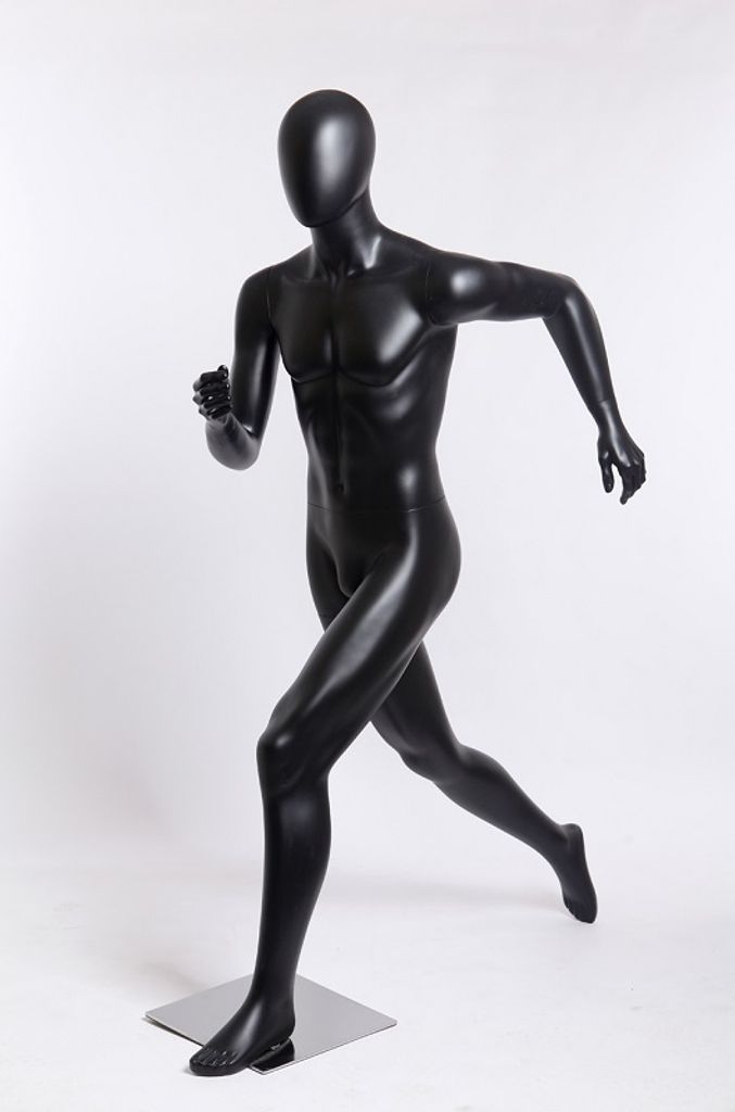 Abstrakt Glanz DM1-H männliche Schaufensterpuppe schwarz Figur Egghead Mann NEU 