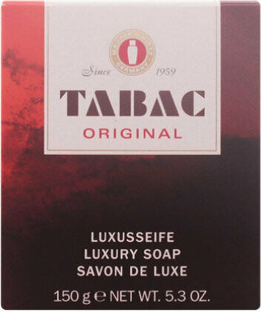 The image shows the front of a Tabac Original Luxusseife luxury soap packaging.