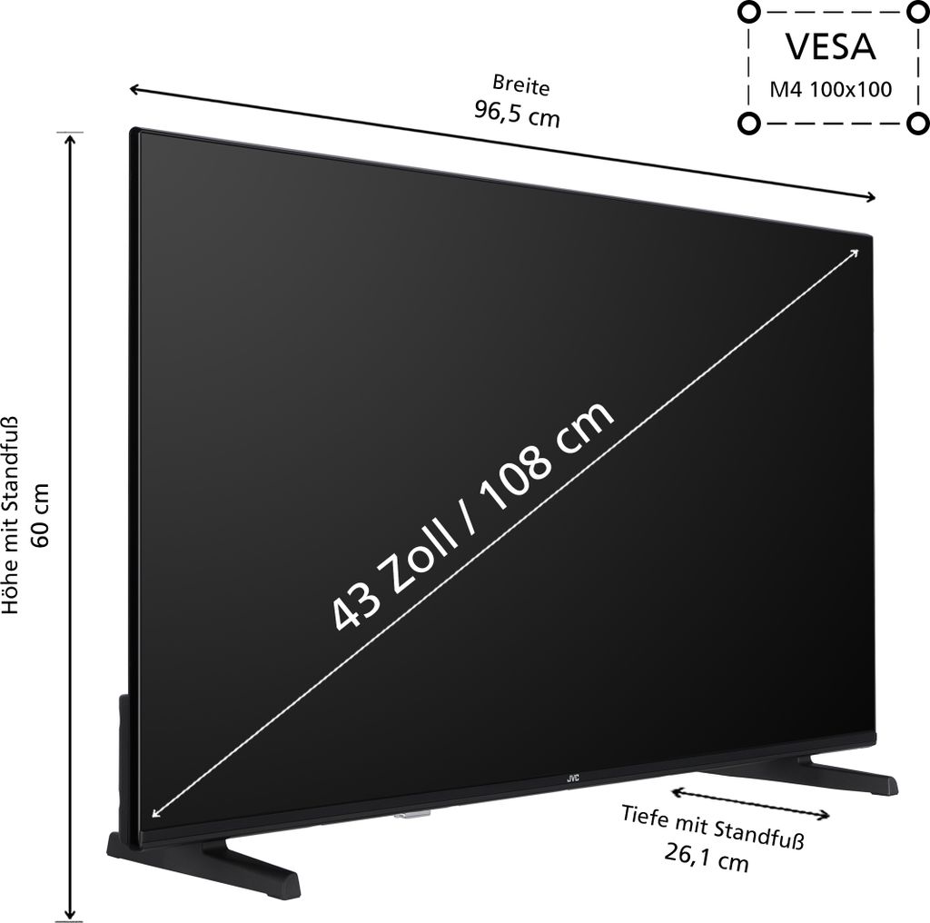 JVC 43 Zoll Fernseher Smart TV (4K UHD, HDR Dolby Vision, Produktbild 3