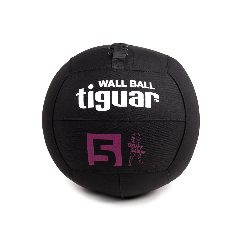 tiguar Wall Ball 5 kg Medizinball für Functional Training, Cross-Training, Stabilisationstraining und Reha, Durchmesser 32 cm, rutschfest, schwarz