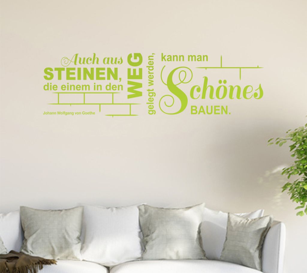 Auch aus Steinen, die einem ... Wandtattoo in 6 Größen - Wandaufkleber Wall Sticker - Dekoration, Küche, Wohnzimmer, Schlafzimmer, Badezimmer