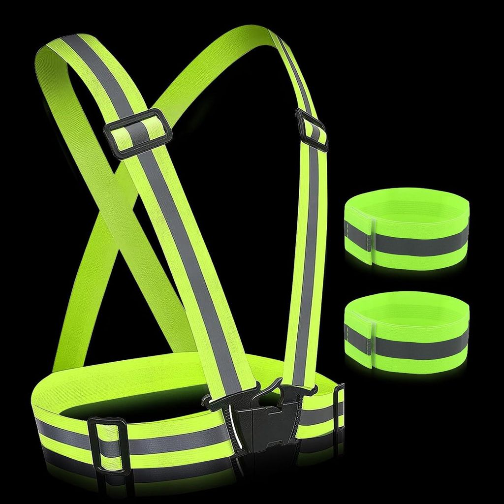 Reflektorweste Einstellbar & Hohe Sichtbarkeit Sicherheitsweste mit Reflektorband Armband