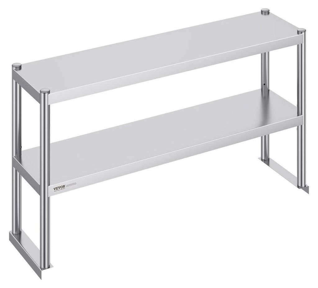 Double Overshelf Stainless Steel Overshelf 2-Tier 12"x48" for Prep Table