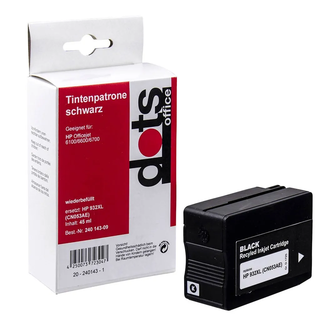 Cartouche Dots 1725 Haute Capacité remplace HP 932XL Noir 22.5ml