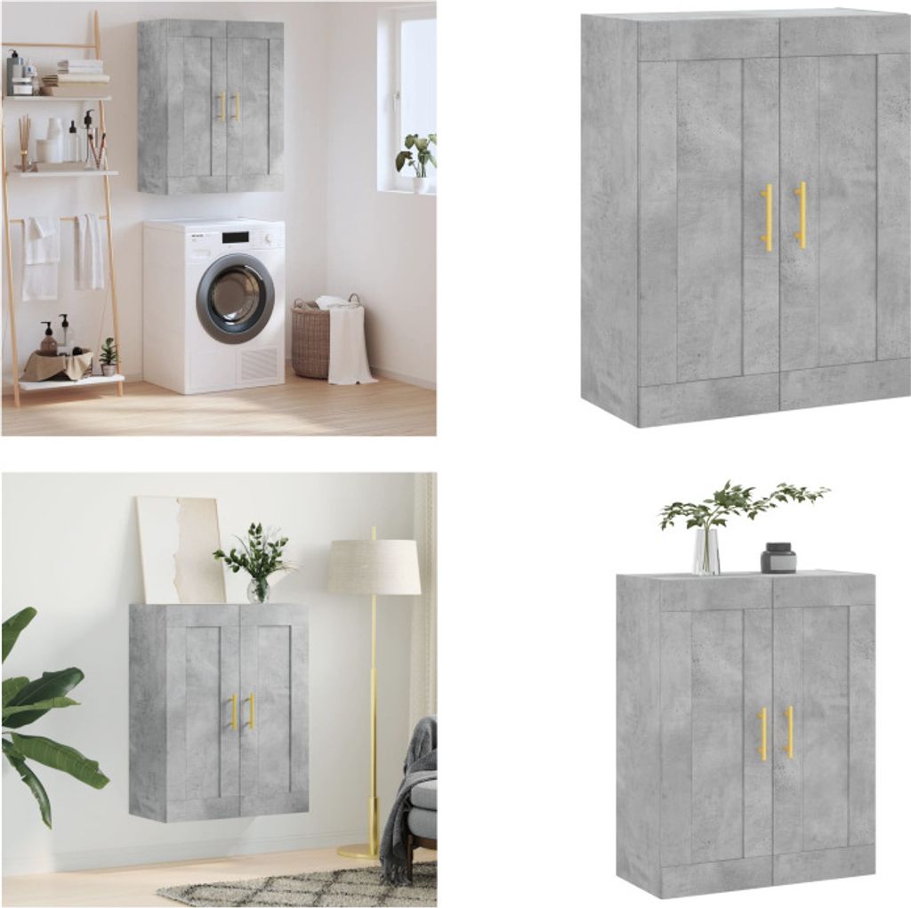 vidaXL Wandschrank Betongrau 69,5x34x90 cm Holzwerkstoff - Produktbild 