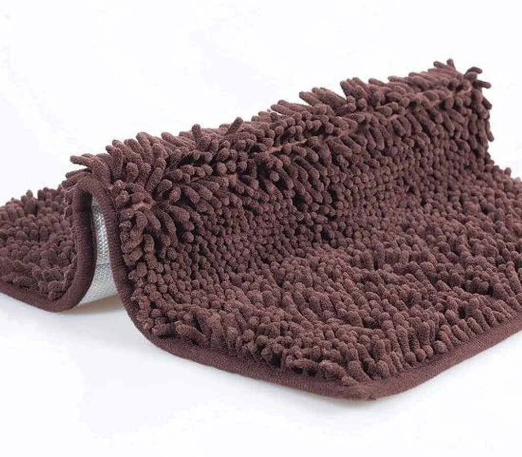 Sortie de bain microfibre marron 60x40 cm antidérapante pour salle d'eau