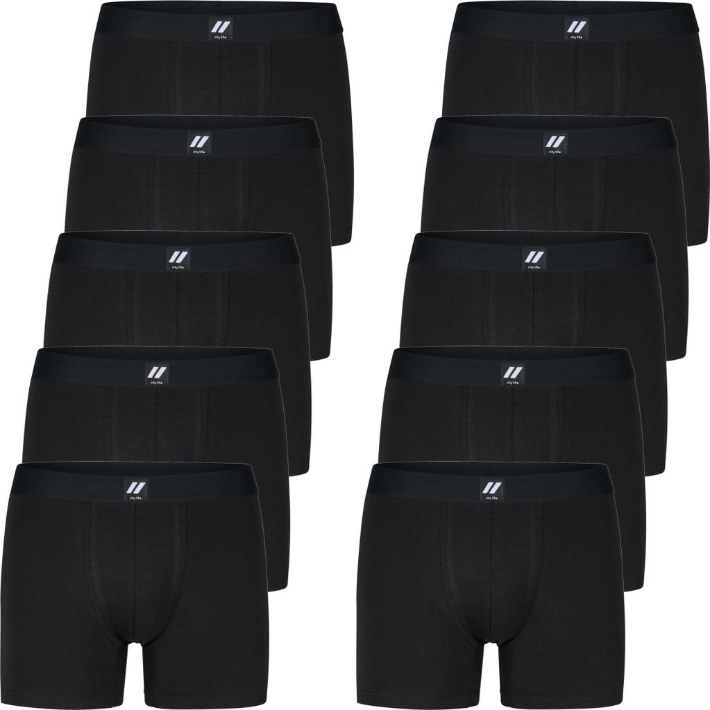 City Life 10er Pack Herren Jersey Trunks Boxer Short Sparpack M - XXL - Farbe: schwarz, Grösse: M