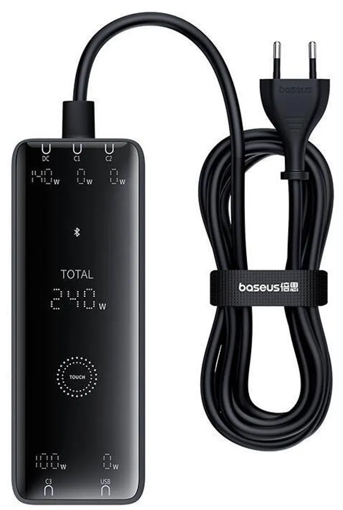 Baseus GaN Digital Charger 240W Noir - Chargeur Multiport 3x USB-C DC