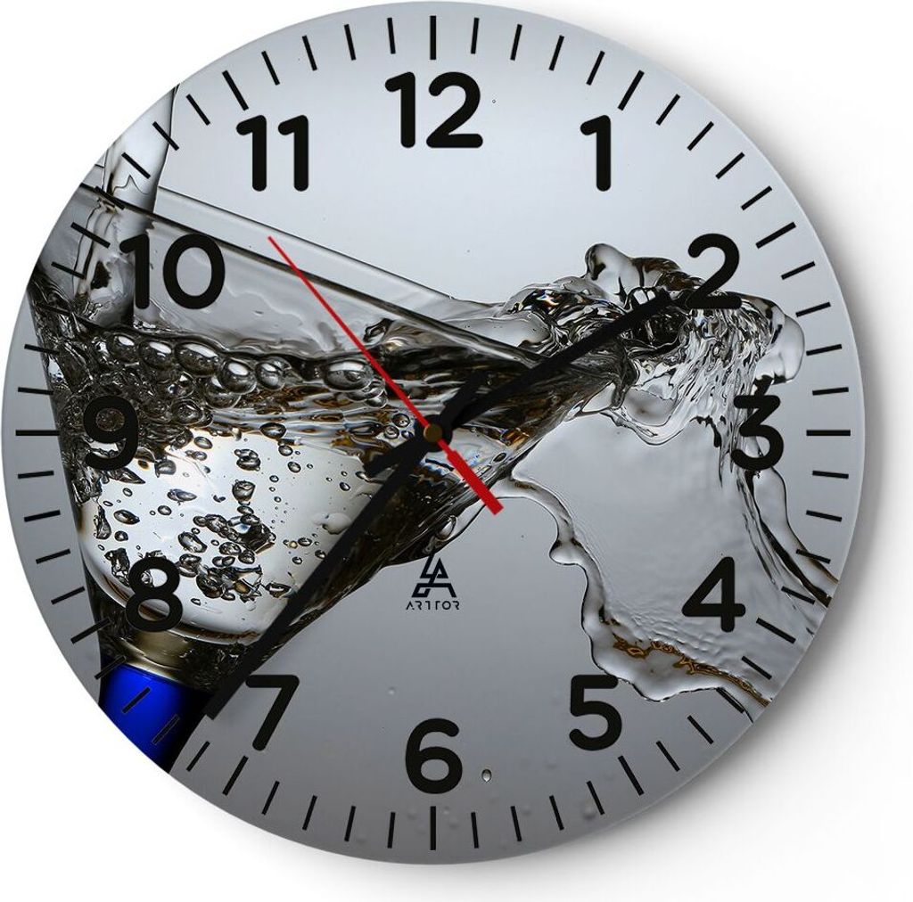 Wanduhr - Rund - Glasuhr - Funkeln trinken glas - 40x40cm - Schleichendes Uhrwerk - Lautlos - zum Aufhängen bereit - Dekoration Modern - Wanddekor...