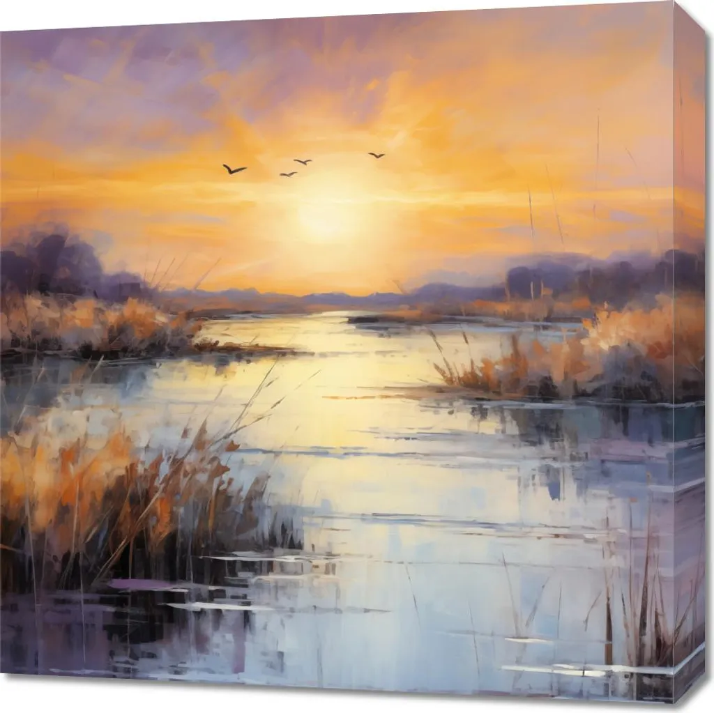 Quadro Decorativo 60x60 cm Tramonto Paludi - Arredamento Casa Moderno