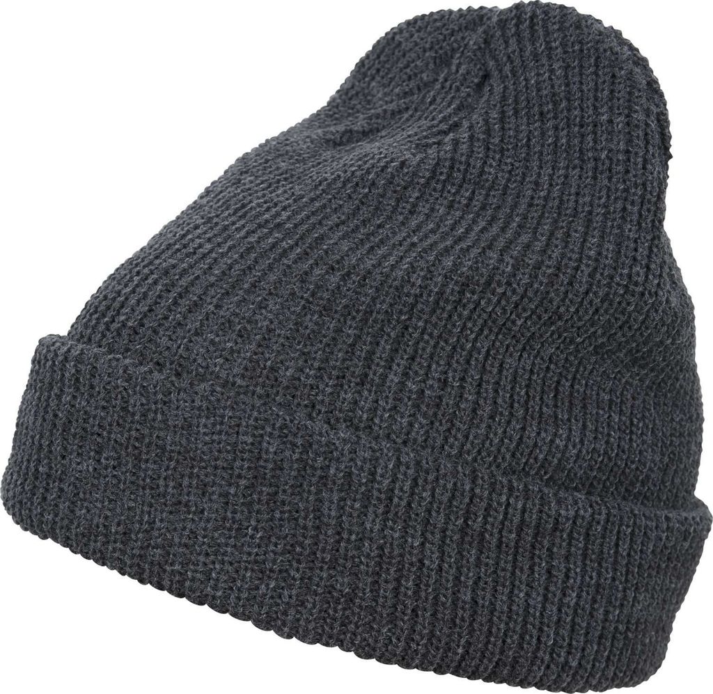 FLEXFIT 1545K | Long Knit Beanie - Extra lange Form zum Umschlagen - Farbe: Dark Grey - Größe: One Size