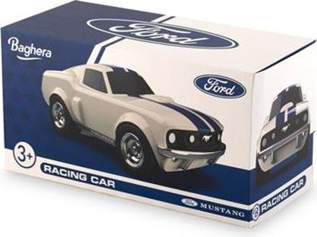 Baghera Spielzeugauto Ford Mustang weiß - klassisches Modellauto für Kinder